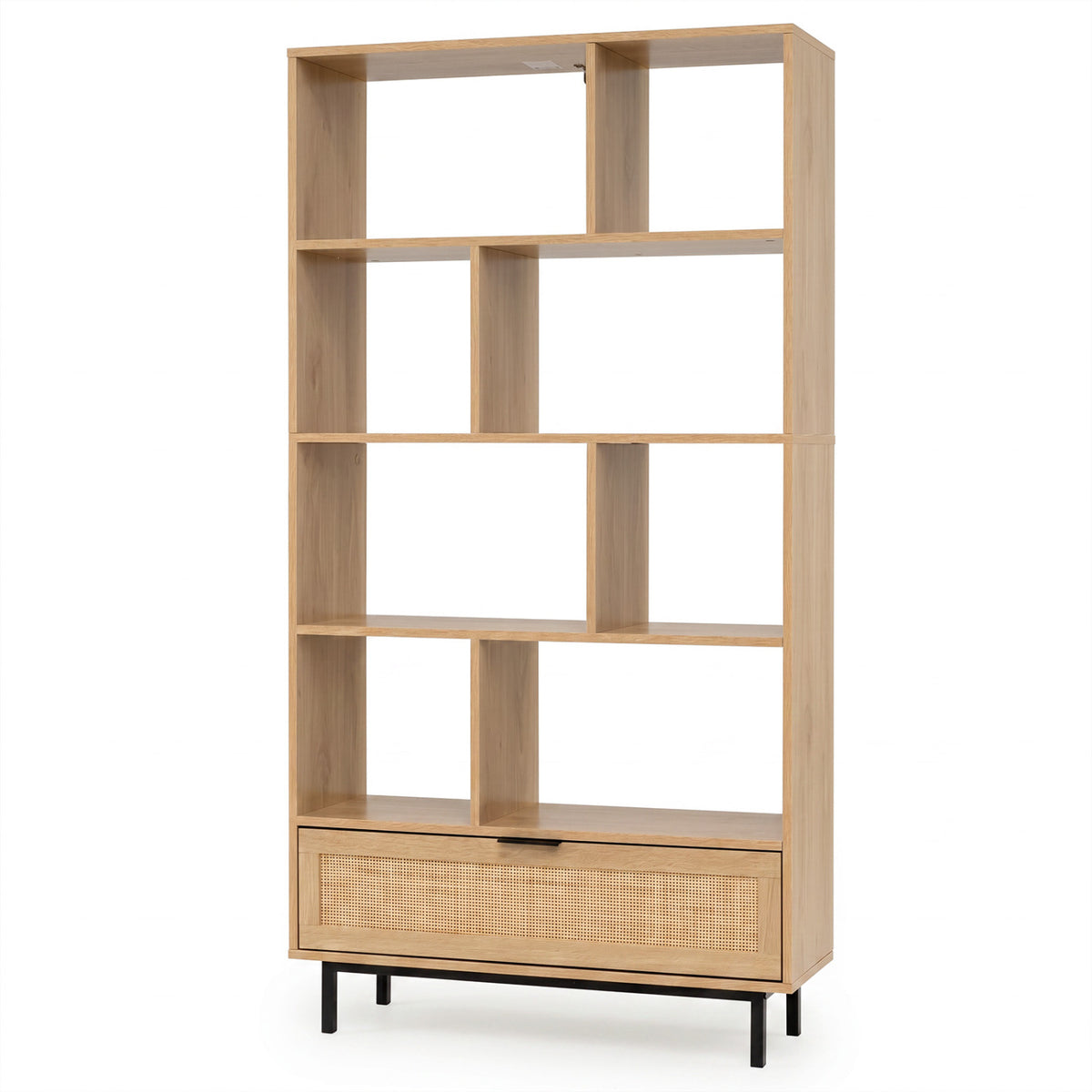 64-Inch 6-Tier Wooden Bookcase with 8 Open Cubes - Black
