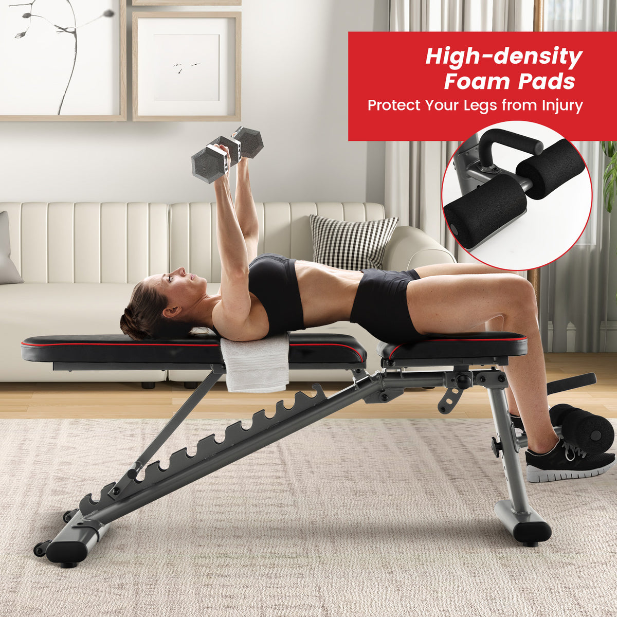 660 LBS Strength Training Bench with Adjustable Back & Seat - Black