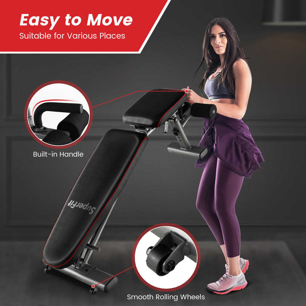 660 LBS Strength Training Bench with Adjustable Back & Seat - Black