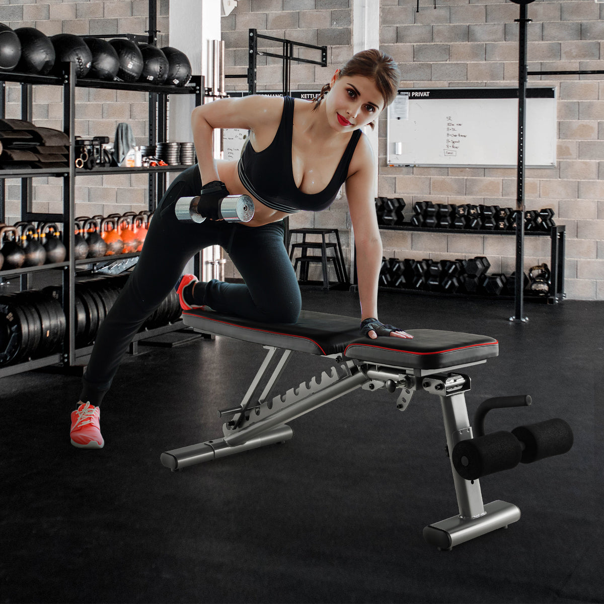 660 LBS Strength Training Bench with Adjustable Back & Seat - Black