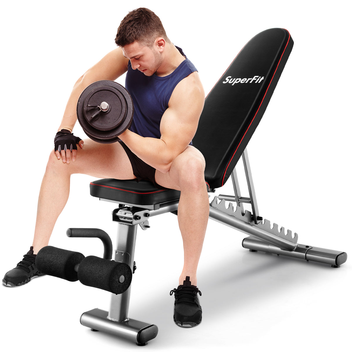 660 LBS Strength Training Bench with Adjustable Back & Seat - Black