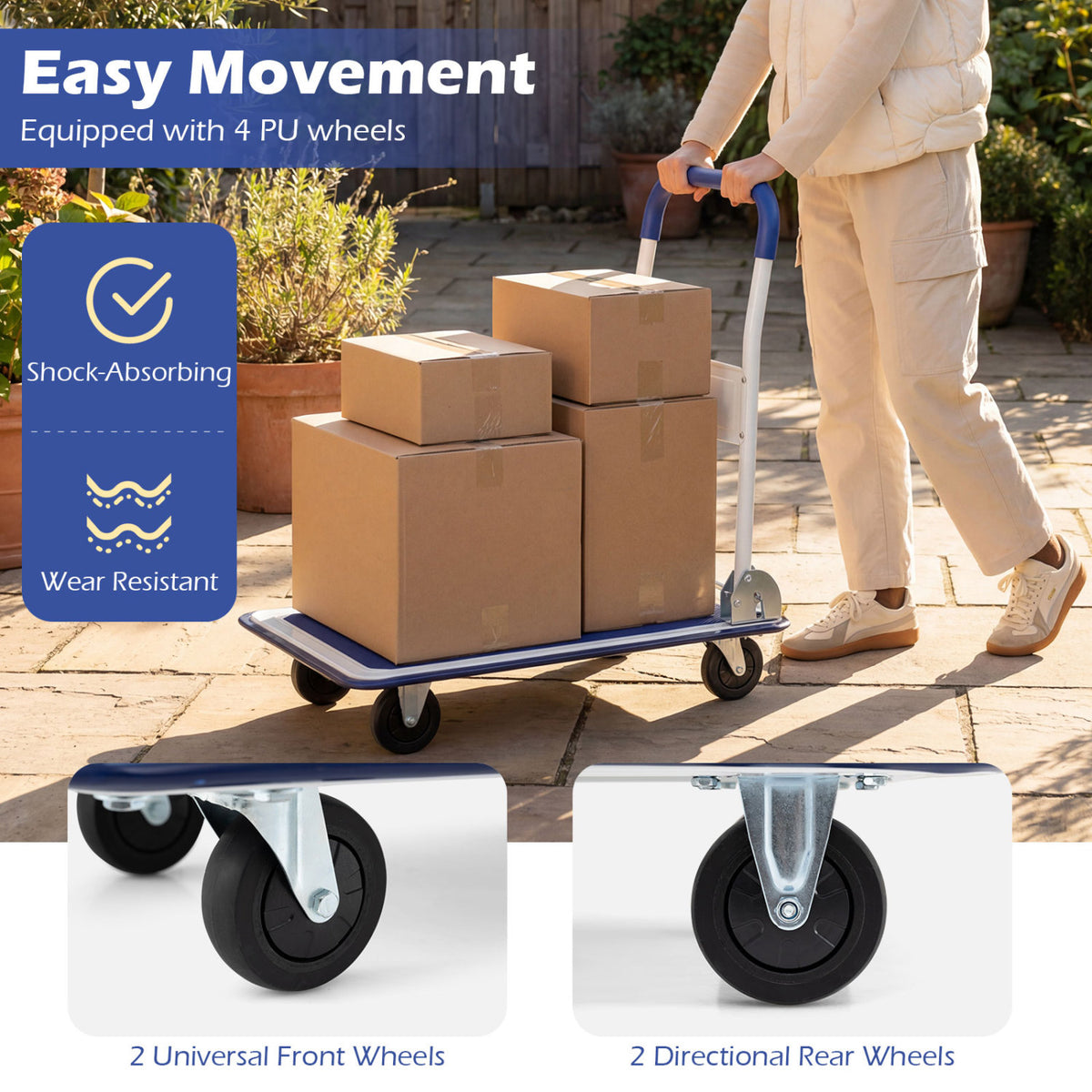 Folding Platform Cart 660 lbs Load - Blue