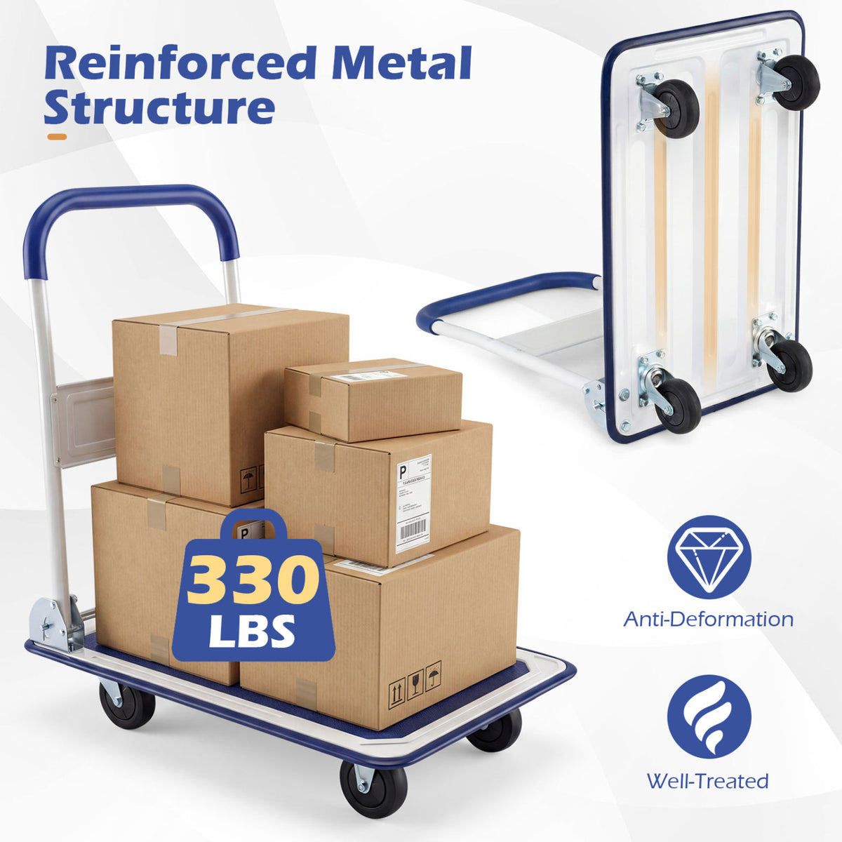 Folding Platform Cart 660 lbs Load - Blue
