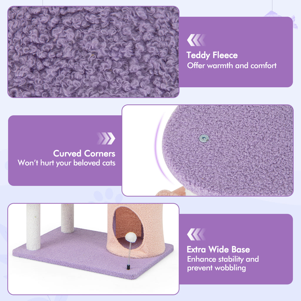 66-Inch Tall Cat Tree Tower with Sisal Scratching Posts - Purple