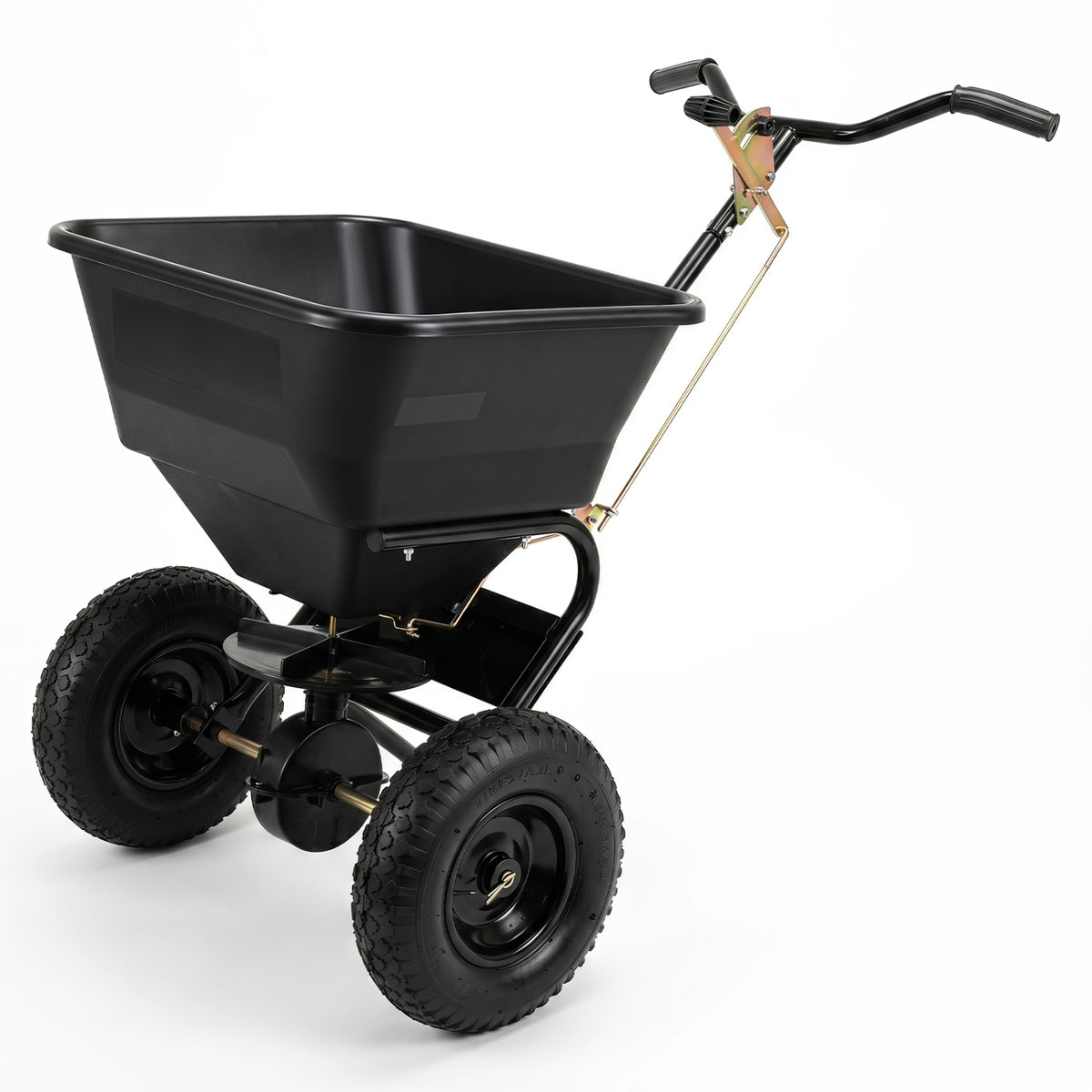 66 LBS Walk-Behind Broadcast Spreader with 13 Inch All-Terrain Tires