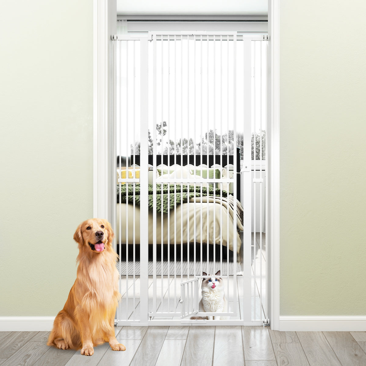 Extra Tall Metal Cat Gate 67.5 Inch with 30.5-41 Inch Width, White, Variation of this listing
