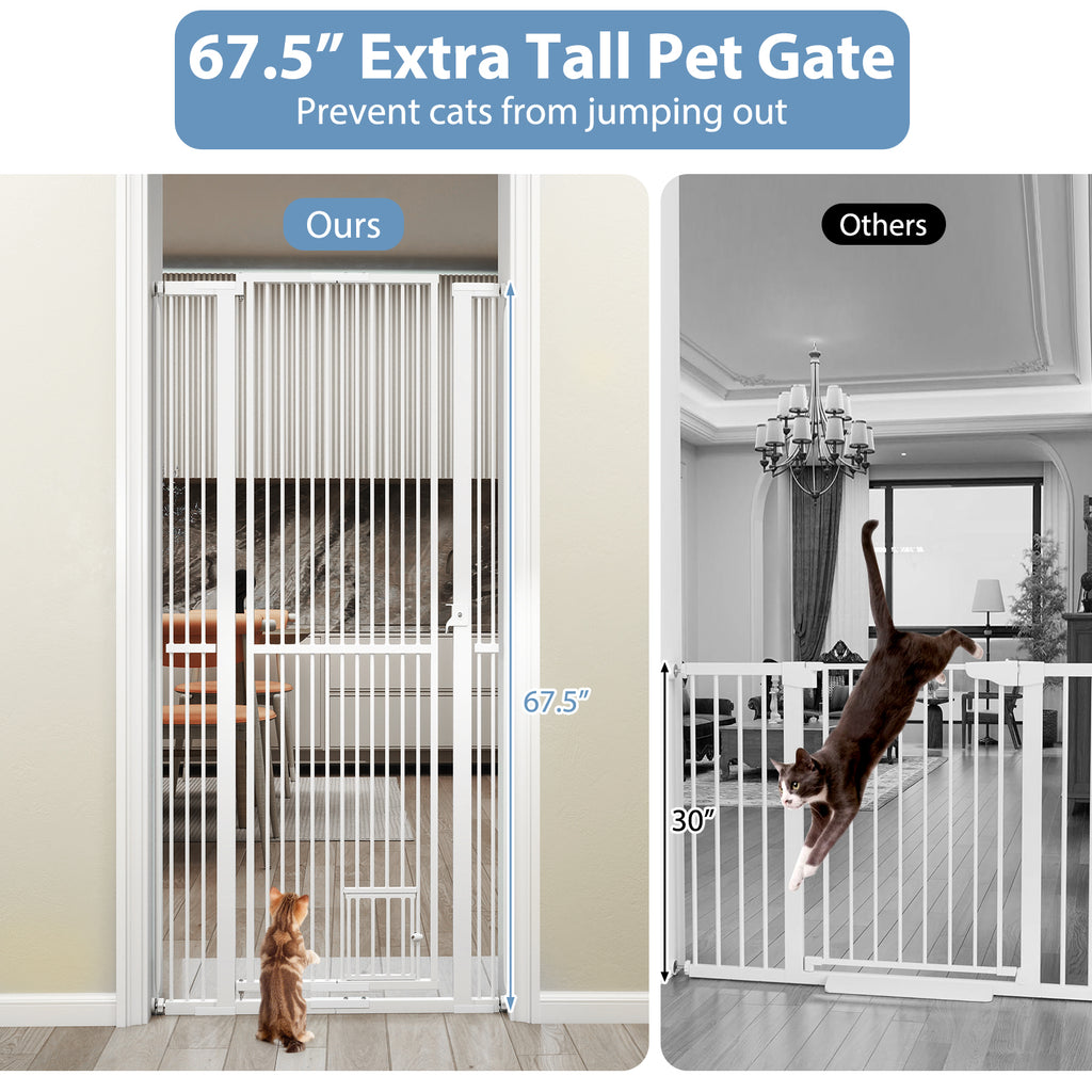 Extra Tall Metal Cat Gate 67.5 Inch with 30.5-41 Inch Width, White, Variation of this listing