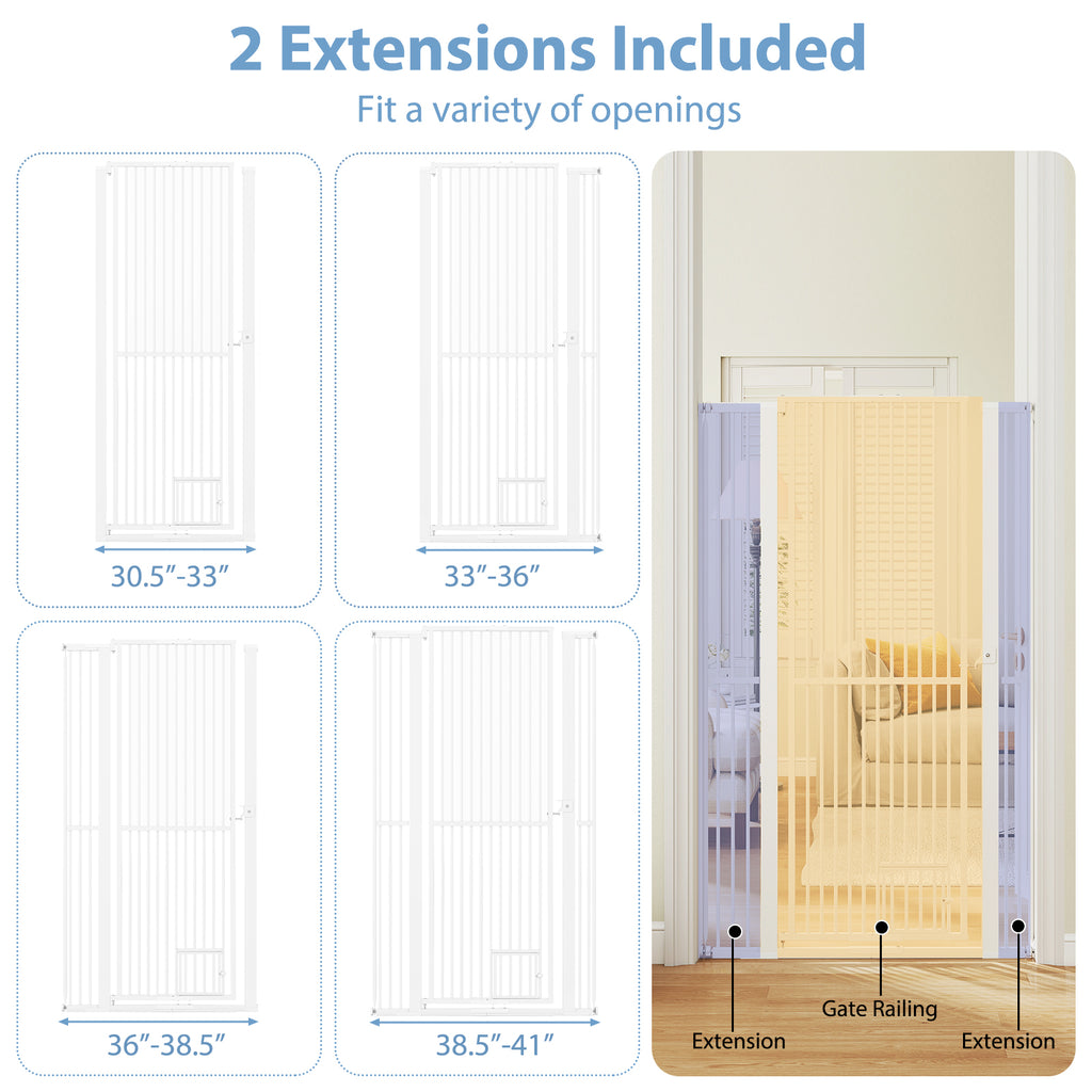 Extra Tall Metal Cat Gate 67.5 Inch with 30.5-41 Inch Width, White, Variation of this listing
