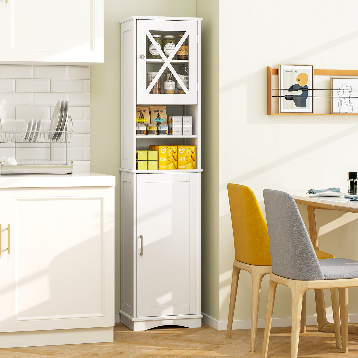 67 Inch Tall Bathroom Cabinet Freestanding Storage with 5 Adjustable