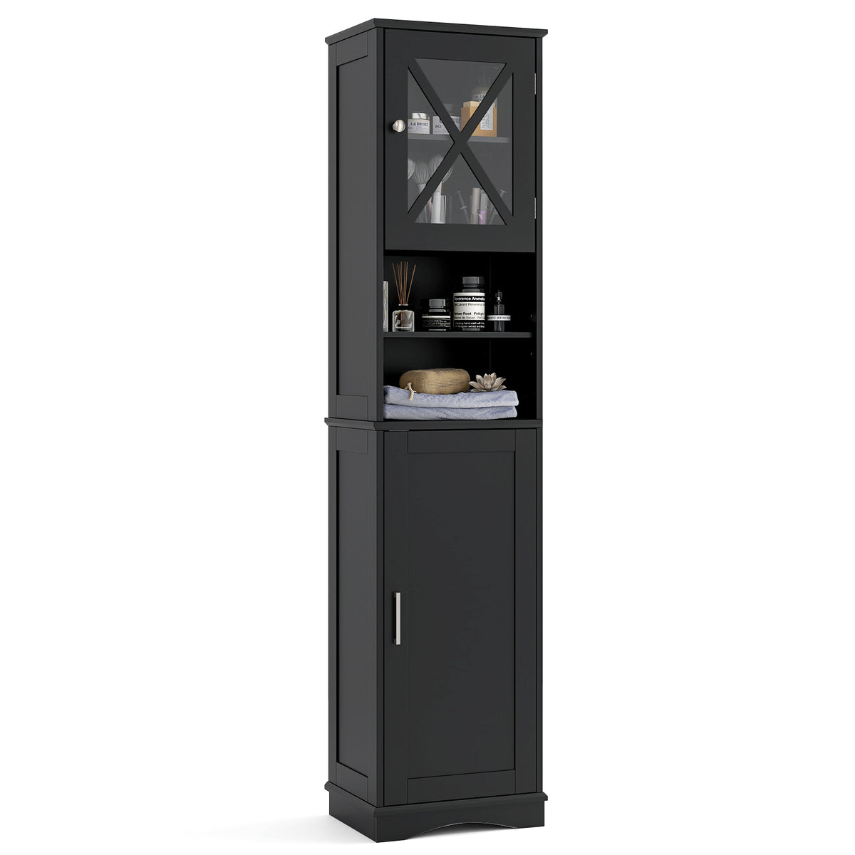 67 Inch Tall Bathroom Cabinet Freestanding Storage with 5 Adjustable