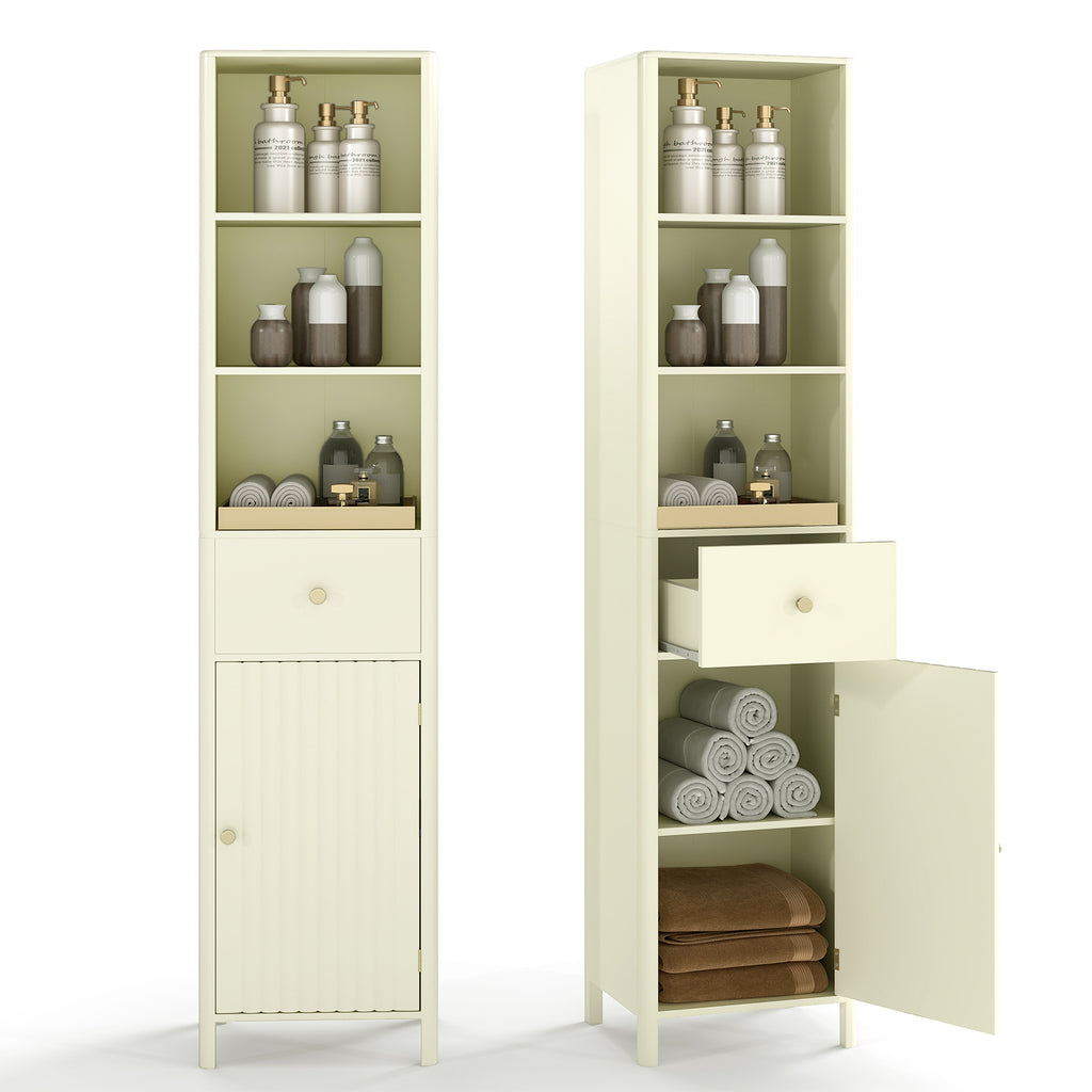 67 Inch Tall Bathroom Cabinet Narrow Floor with Fluted Door