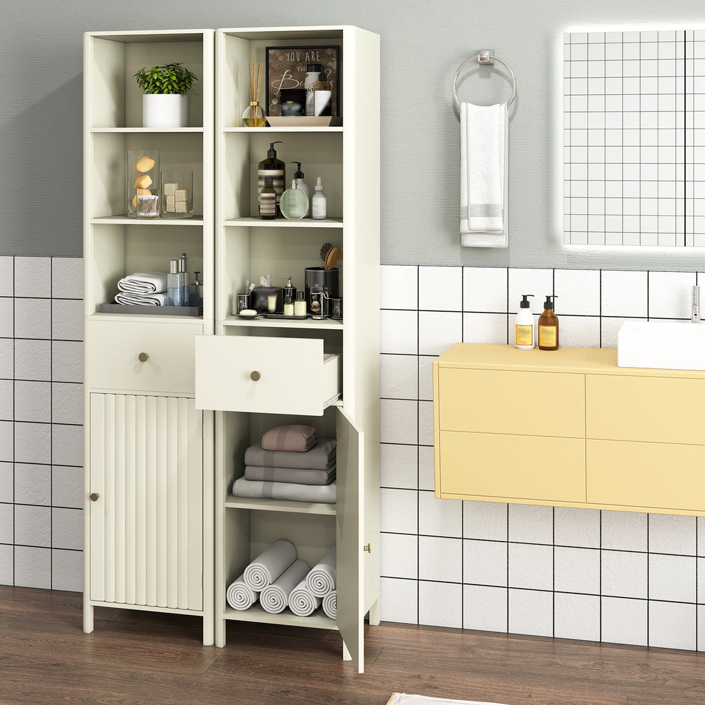 67 Inch Tall Bathroom Cabinet Narrow Floor with Fluted Door