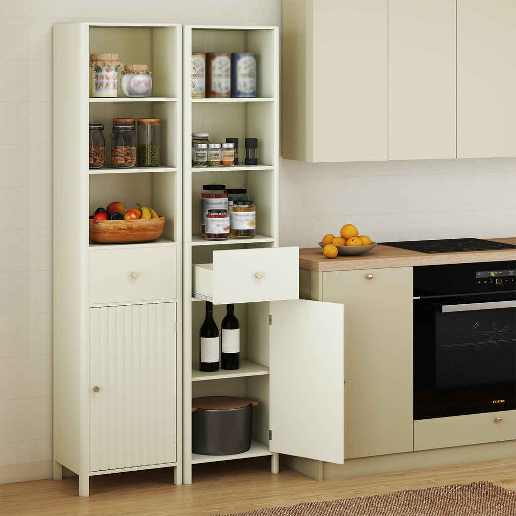 67 Inch Tall Bathroom Cabinet Narrow Floor with Fluted Door