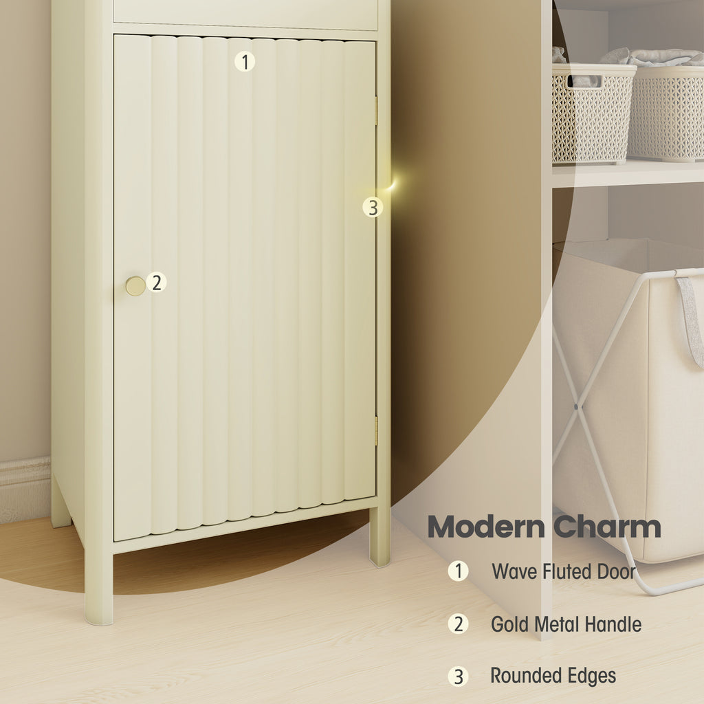 67 Inch Tall Bathroom Cabinet Narrow Floor with Fluted Door