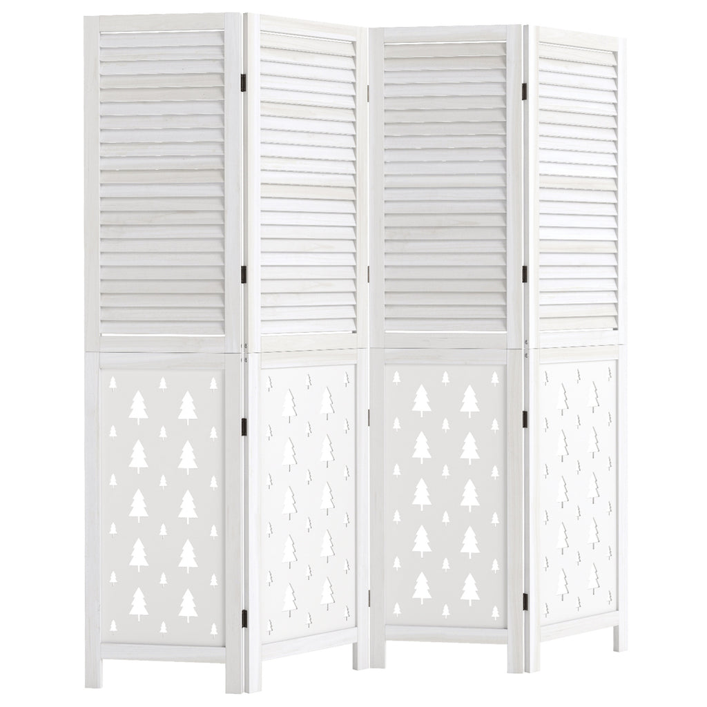 67-Inch Wooden Room Divider Screen with 4 Panels - Indoor Privacy Partition