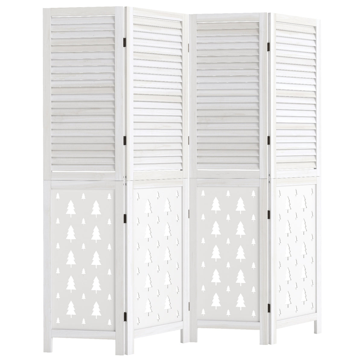 67-Inch Wooden Room Divider Screen with 4 Panels - Indoor Privacy Partition