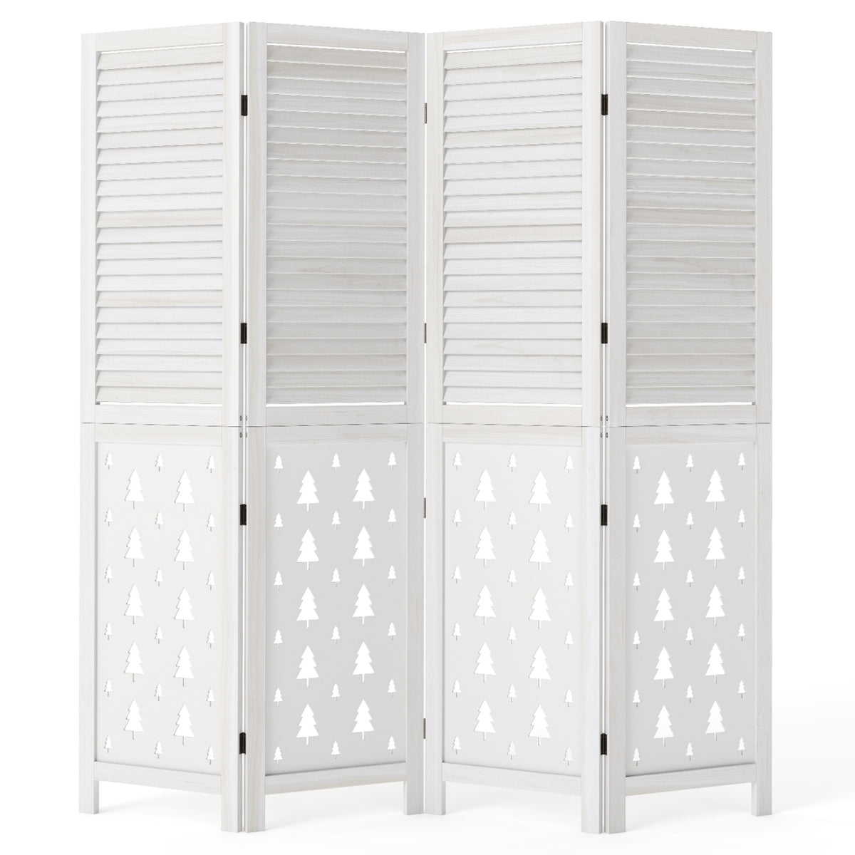 67-Inch Wooden Room Divider Screen with 4 Panels - Indoor Privacy Partition