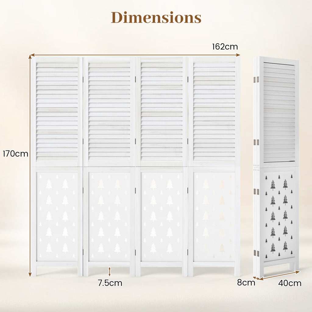 67-Inch Wooden Room Divider Screen with 4 Panels - Indoor Privacy Partition