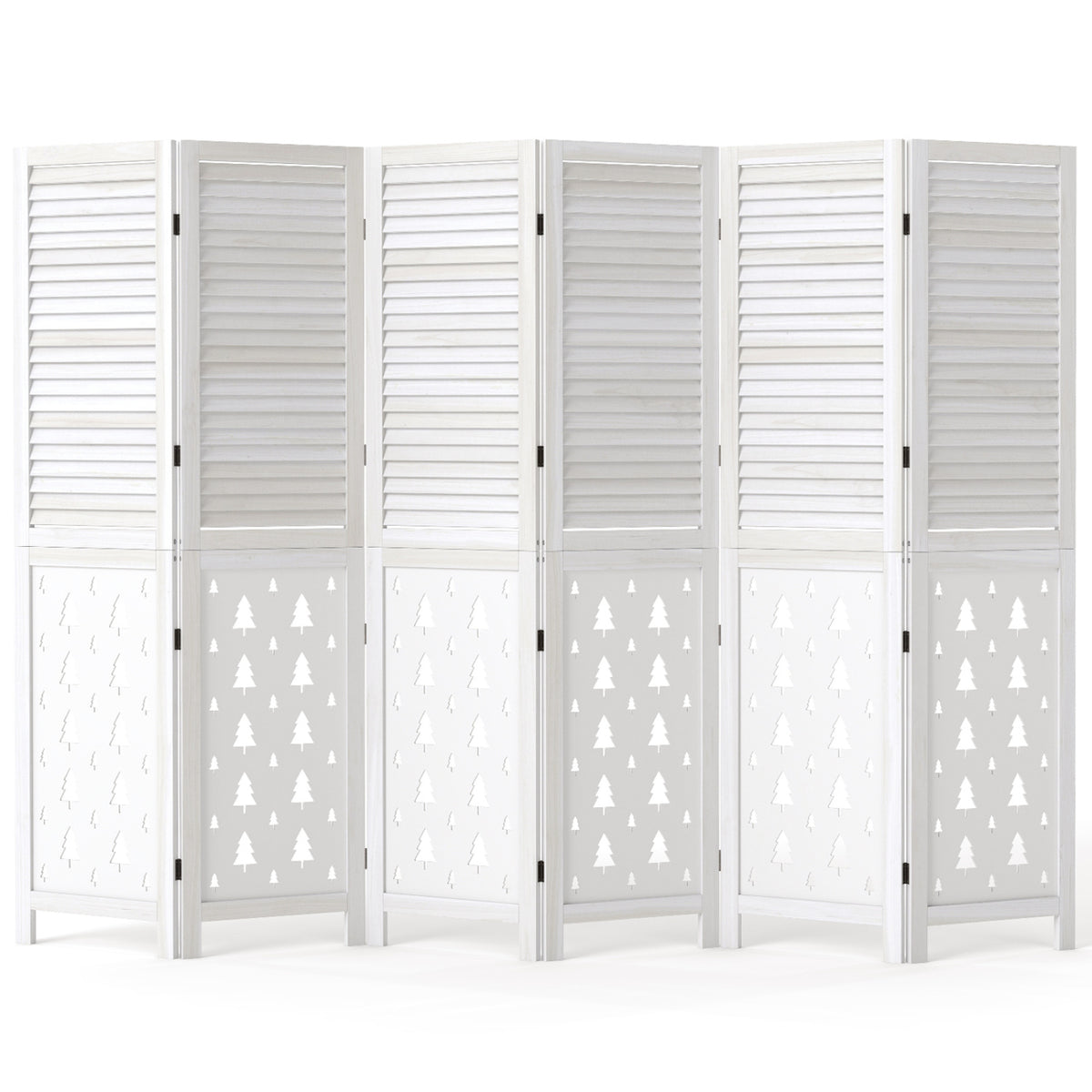 67-Inch Wooden Room Divider Screen with 4 Panels - Indoor Privacy Partition