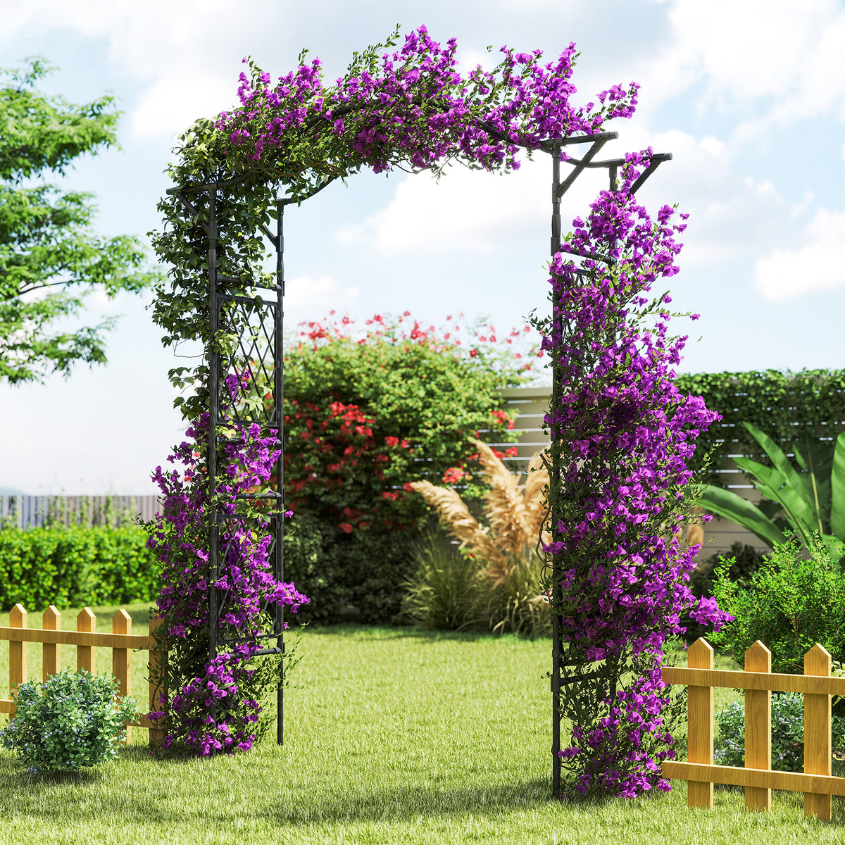 67 x 83 Inch Garden Arch Trellis - Black