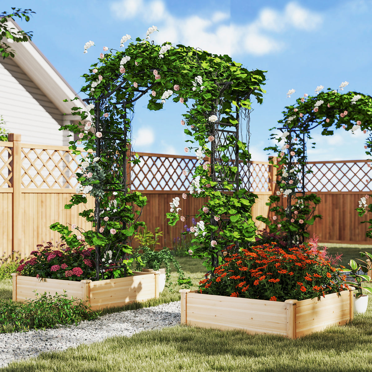 67 x 83 Inch Garden Arch Trellis - Black