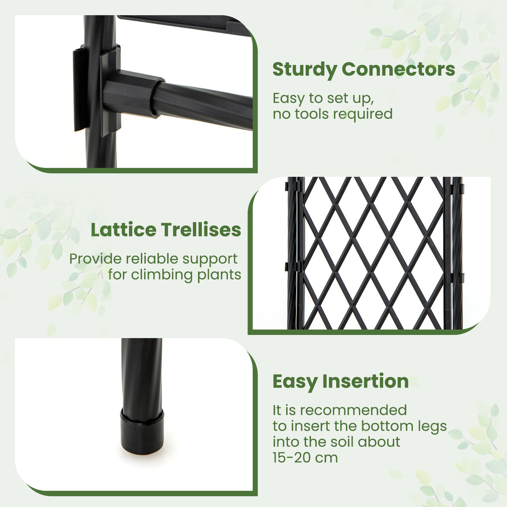 67 x 83 Inch Garden Arch Trellis - Black