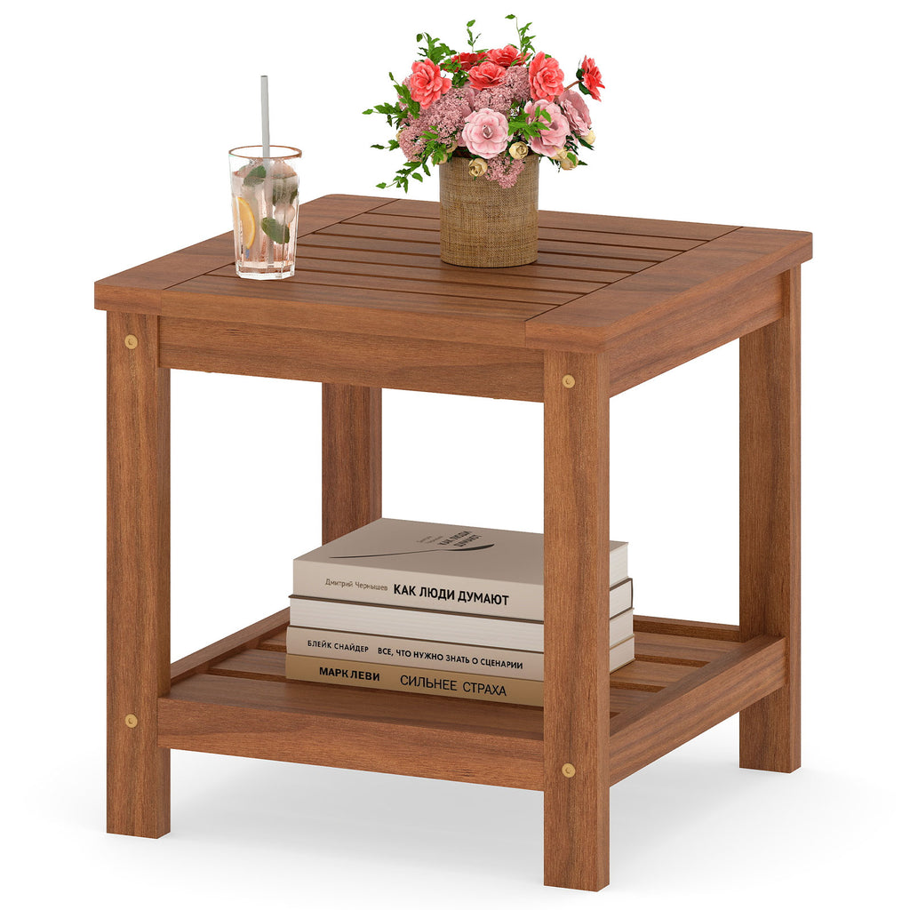 Teak Wood Outdoor Nesting Table Set - 15" & 20" (2 Pieces)