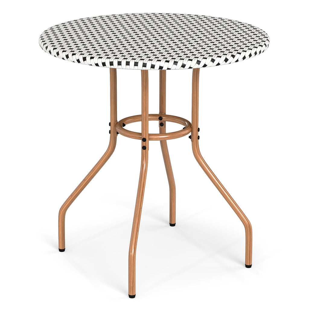 27.5" PE Rattan Bistro Table - White