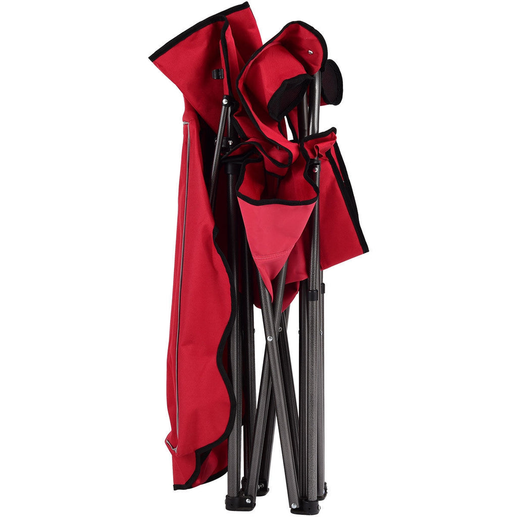 Portable Folding Beach Canopy Chair with Cup Holders - Red