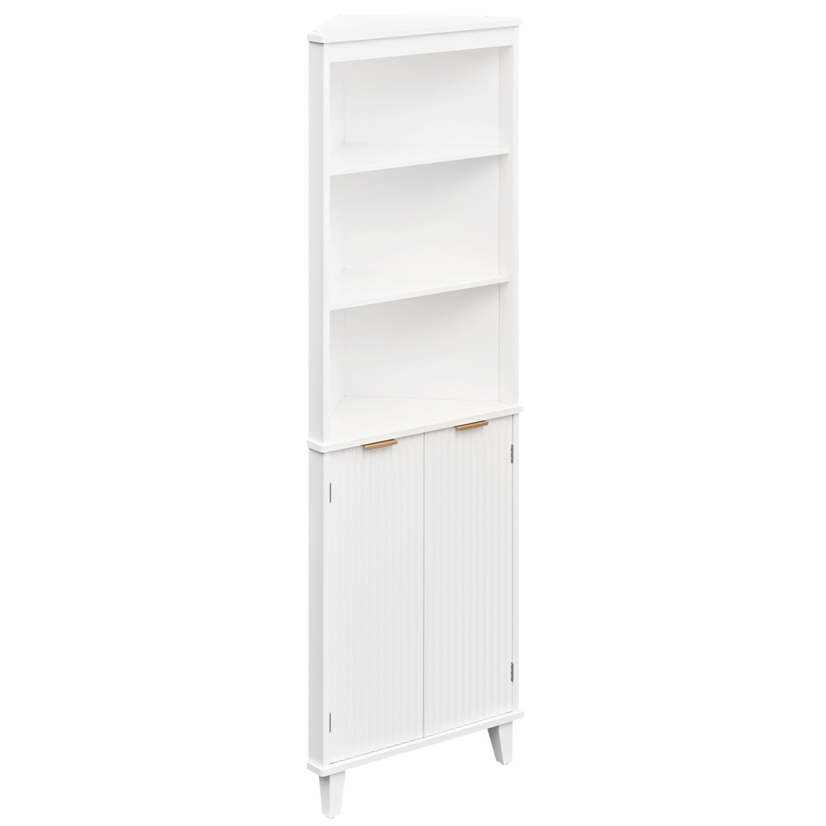 68 Inch Tall Bathroom Floor Storage Cabinet with Fluted Doors