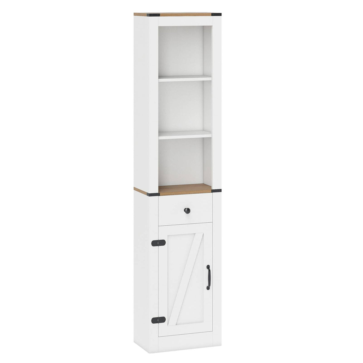 Free-Standing Bathroom Cabinet with 2 Doors, Drawer & Shelves - Gray