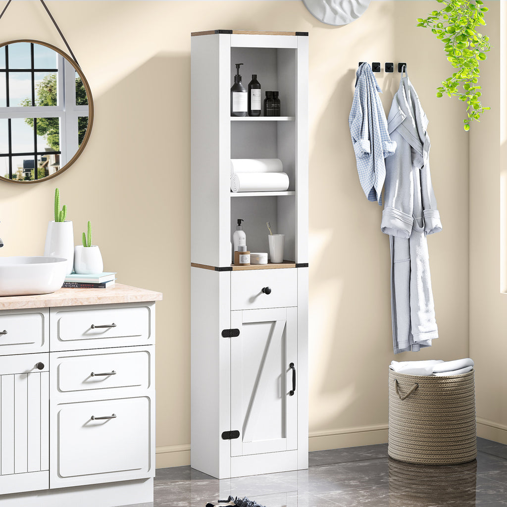 68 Inch Tall Bathroom Cabinet with Drawer, White