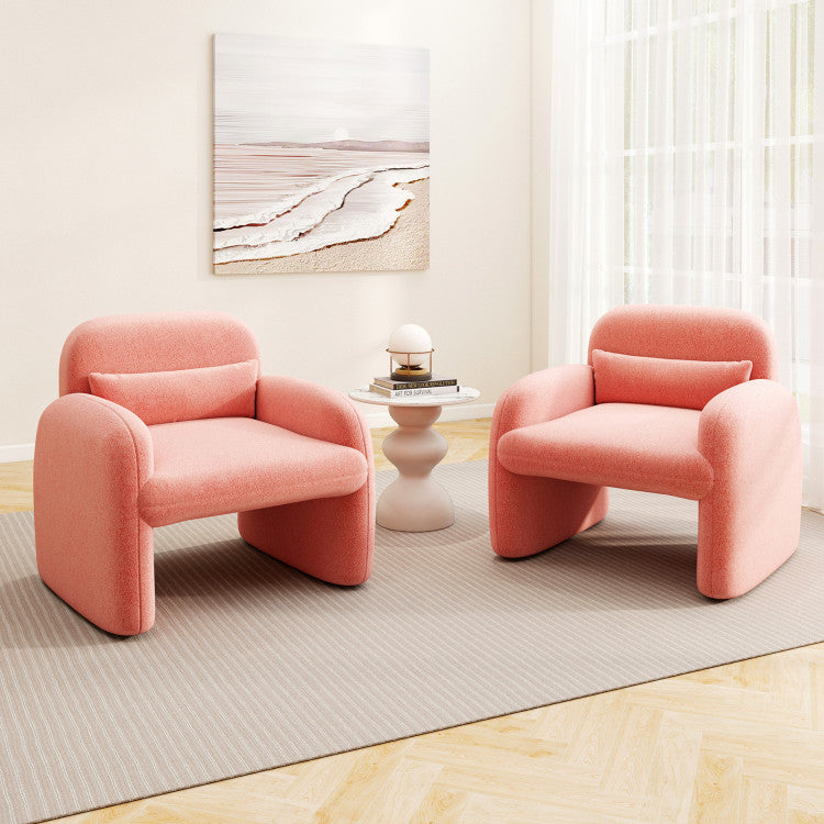 Modern Accent Chair & Side Table Set - Sherpa & Marble