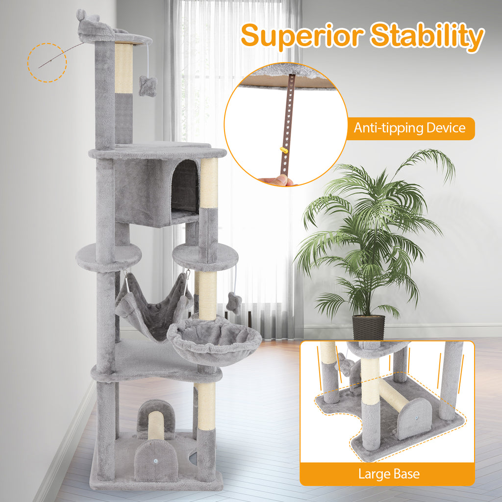 69 Inch Multi-Level Cat Tree with Top Perch, Cozy Condo & Swing - Variation of THIS Listing