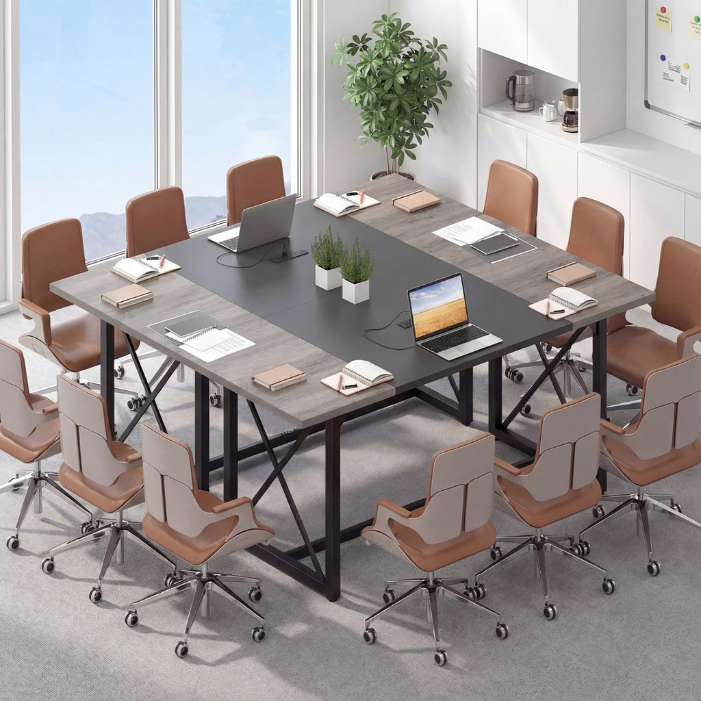 6FT Conference Table with Power Outlets Seats 6-8 - Natural