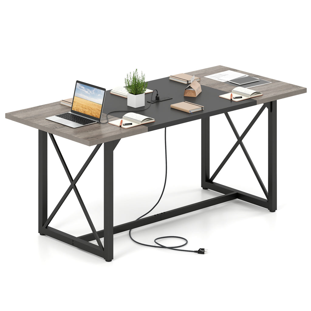 6FT Conference Table with Power Outlets Seats 6-8 - Natural