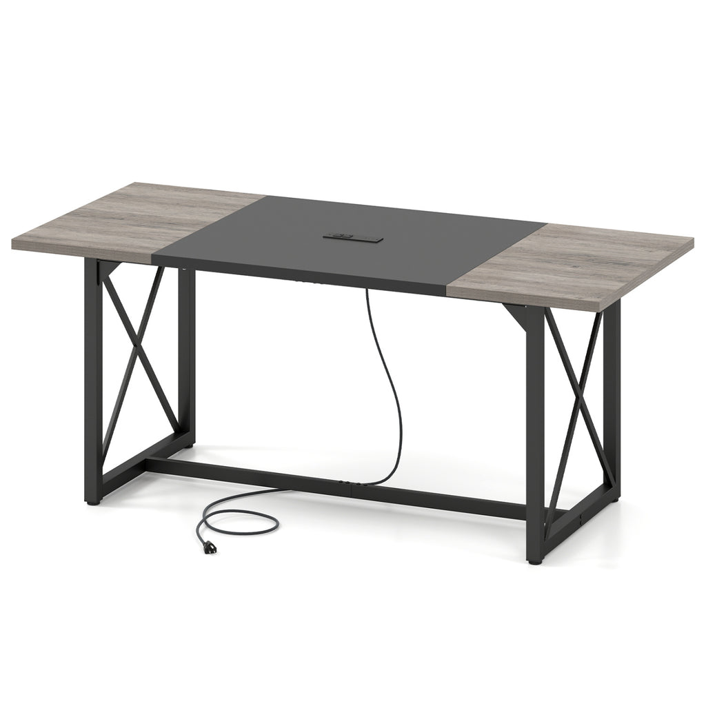 6FT Conference Table with Power Outlets Seats 6-8 - Natural