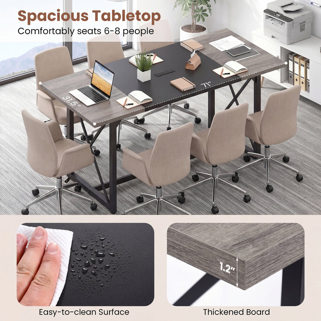 6FT Conference Table with Power Outlets Seats 6-8 - Natural
