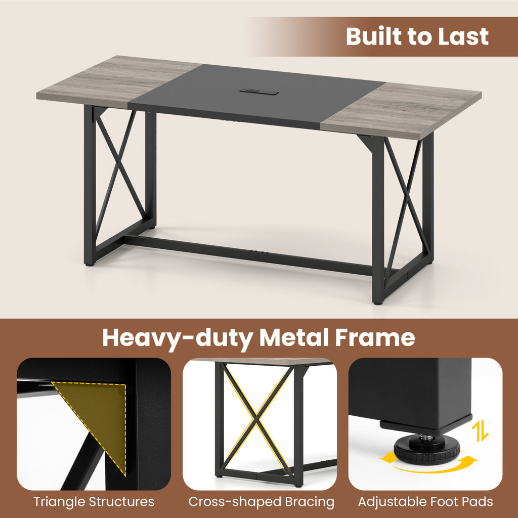 6FT Conference Table with Power Outlets Seats 6-8 - Natural