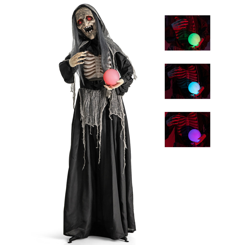 Halloween Witch Decoration with LED Lights & Wide Base - Sound Effect, Widened Stand