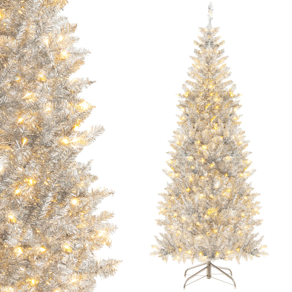 6.4 FT Rotating Artificial Christmas Tree with 280 Tips & 220 LED Lights - Realistic Holiday Decor