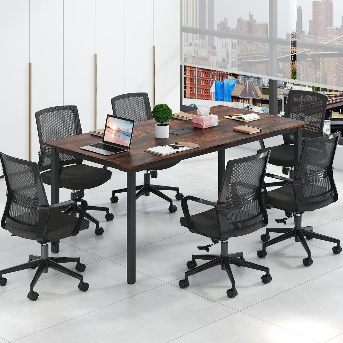 6 Feet Conference Room Table Large Meeting Rectangle Seats 8-10 People