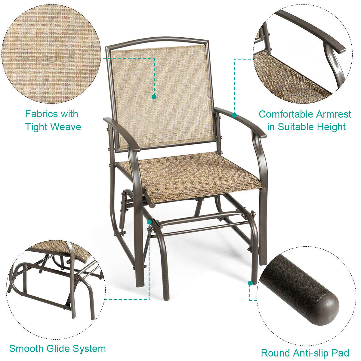 Patio Rocking Chair Glider - Outdoor Seating Style 1