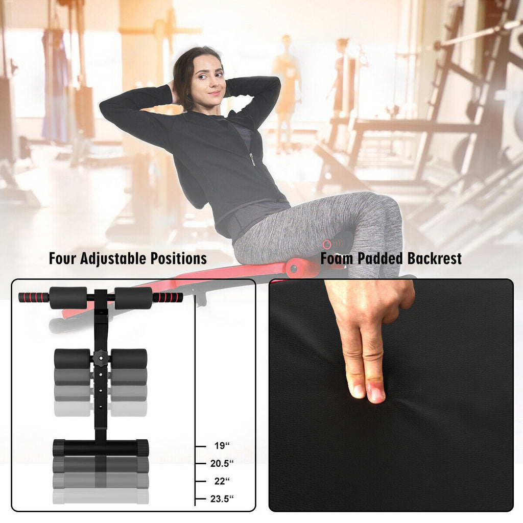 Foldable 52 Inch Adjustable Weight Bench for Home Workout - Red