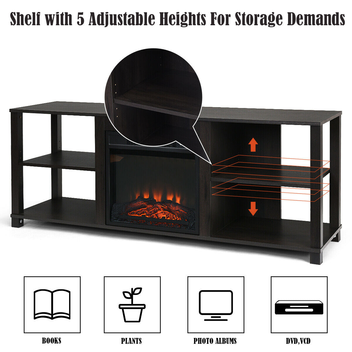 2-Tier TV Storage Cabinet with Adjustable Shelves