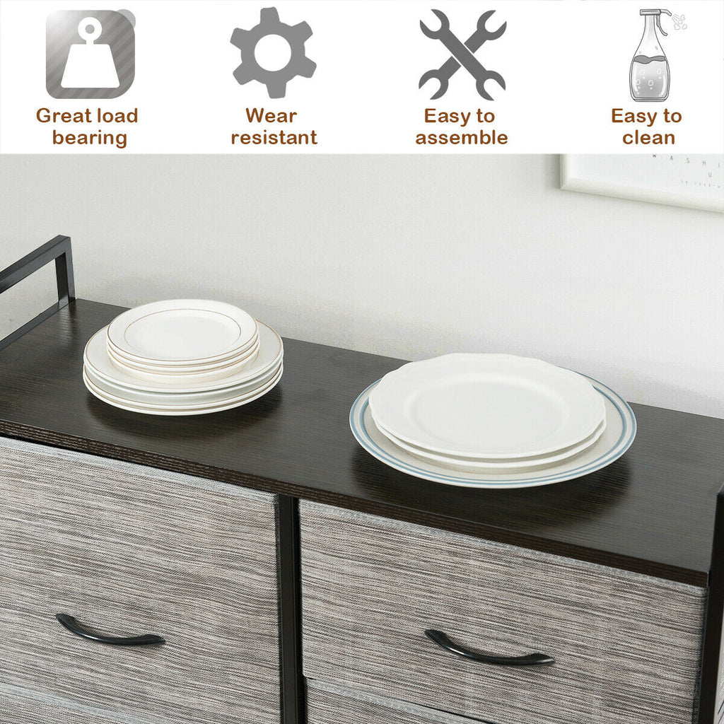 5 Fabric Drawer Dresser with Metal Frame and Wooden Top