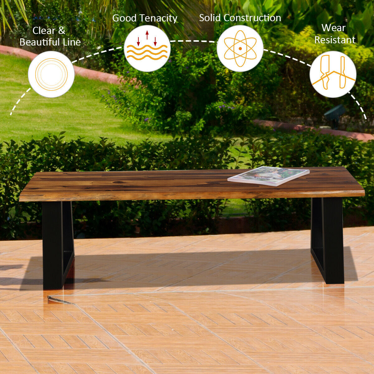 Acacia Wood Dining Bench - 57.5 Inch