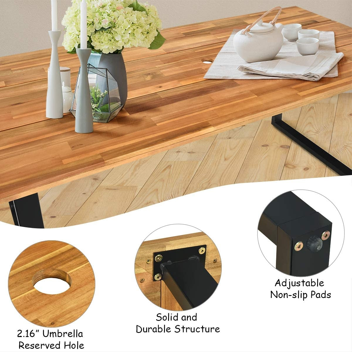 7-Piece Outdoor Dining Set with Acacia Wood Table - Style 2