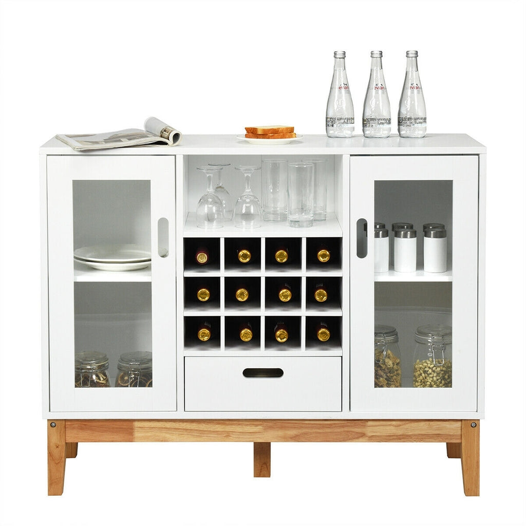Wood Wine Storage Cabinet Sideboard - White
