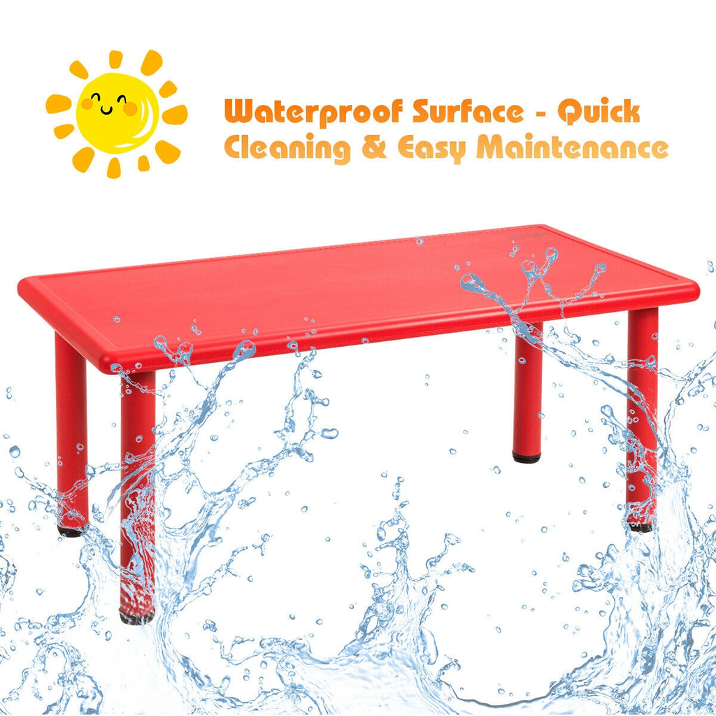 Kids Plastic Rectangular Play and Learning Table - Red